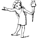 Grafika wektorowa komiks dziewczyna ze stożkiem płomień