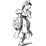 Grafica vectoriala de servitoare fata personaj de benzi desenate