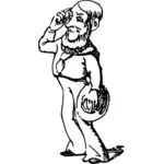 Vector image of low beard man comic character