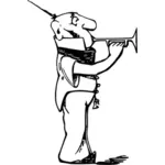 Vector drawing of bald man trumpet player