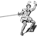 Żołnierz z rysowania kreskówek miecz