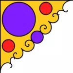 Ilustrare vectorial de colţ decor în galben, violet si rosu