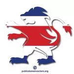Flagge von Costa Rica in der Löwen-silhouette