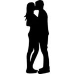 Imagen de silueta beso de pareja