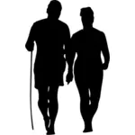 Couple walking silhouette image