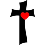 Krzyż z ilustracji wektorowych serca