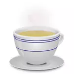 Vector image of a simple steaming teacup with a saucer