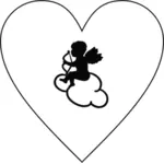Hjerte og Cupid silhuett