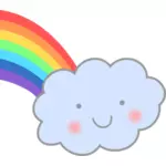 Süße Wolke mit Regenbogen-Vektor-Bild