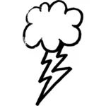 Vektorgrafik med litet moln med thunder väder ikon