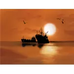 Barco y la puesta del sol