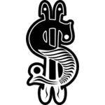 Decorated black & white dollar sign