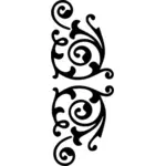 וקטור תמונה של עיטור לולייני מעוגל בשחור-לבן
