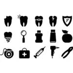 Dental icons silhouette