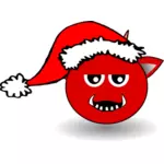 Little Red Devil Head Cartoon with Santa Claus hat