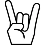 Grafika wektorowa rock na znak ręką w czerni i bieli