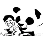 Vektorgrafik med leende man och panda