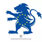 EU의 국기와 사자 실루엣