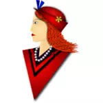 Dibujo de mujer elegante sombrero rojo vectorial