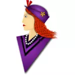 Vektor ilustrasi elegan wanita dengan topi ungu
