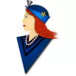גרפיקה וקטורית של אישה אלגנטית עם כובע כחול