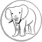 Vector drawing of elephant on postage stamp