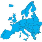 Blue silhouette vector clip art of map of Europe