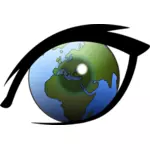 Mundo en la ilustración del vector de ojo