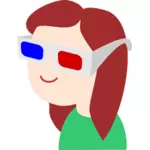 लड़की के साथ 3 डी चश्मा
