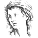 Wanita bingung wajah ekspresi vektor ilustrasi