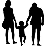 Familia con niño silueta