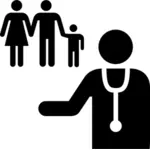 Vector illustraties van familie medische check-up teken