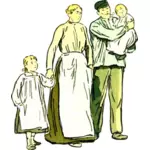 Vector de la imagen de muestra familia en blanco amarilla, azul, verde y rojo
