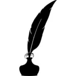 Feather Quill en Inkwell silhouet