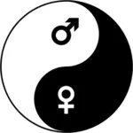 Kvinnliga och manliga symboler och Yin Yang