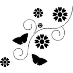 Grafica de negru model fluturi floral