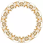 Dibujo de oro florece de color redondo marco vectorial