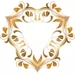 Triangular floral frame in shades of gold illustration