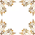 Vector illustration of four floral corner decorations in brown