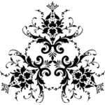 Silueta vektor květinový ornament černý