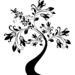 Tree with leaves silhouette clip art