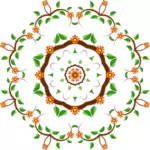 Round shaped color flower tree design illustration