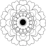 Blooming black and white flower vector clip art