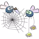 Fly leikkaus hämähäkin web vektori kuva