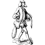 Vector de la imagen de la señora fox lleva ganso bajo el brazo