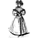 Franse dame in vintage jurk