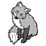Imagem de preto e branco de uma raposa