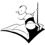 A kid riding on top of a book vector image