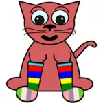 Cartoon kat in regenboog sokken vectorillustratie