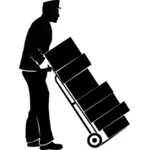 Služby hotelu tlačí vozík s boxy vektorové ilustrace
